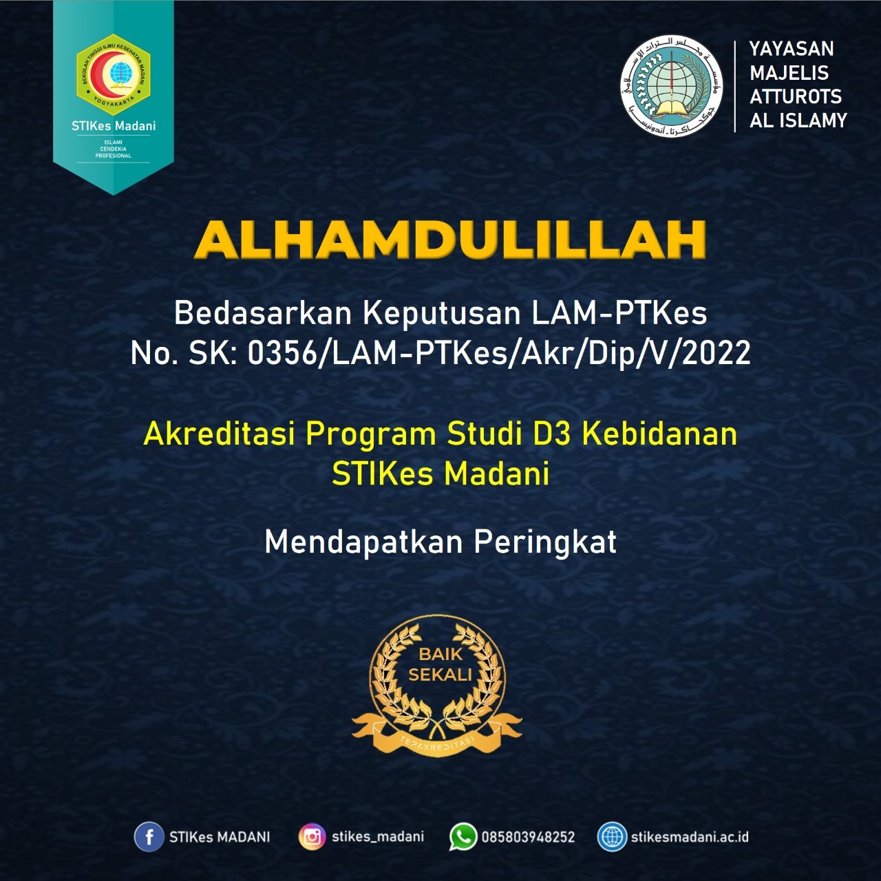 Prodi D3 Kebidanan Memperoleh Akreditasi dengan Peringkat B (Baik Sekali) Tahun 2022