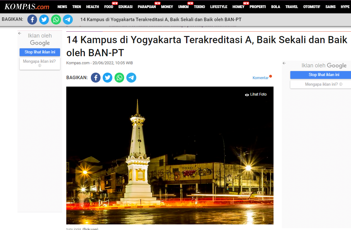 14 Kampus di Yogyakarta Terakreditasi A, Baik Sekali dan Baik oleh BAN-PT Kompas.com